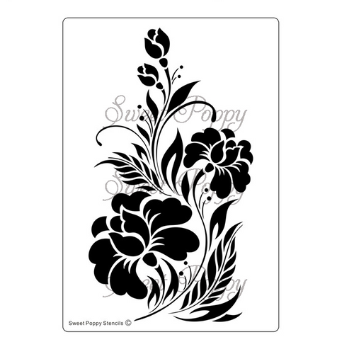 Black Orchid Metal Stencil SP1-233 Sweet Poppy