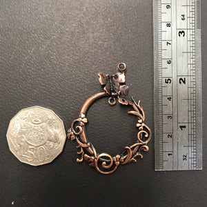 Filigree oval flower vine - antique copper