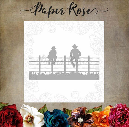 Men Sitting on Fence Metal Die 17283