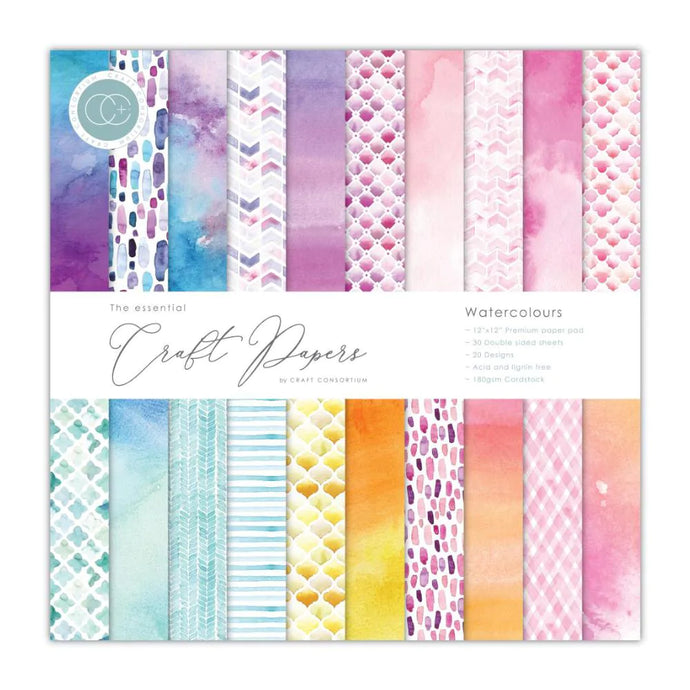 Watercolours 12x12 Craft Consortium Paper Pad