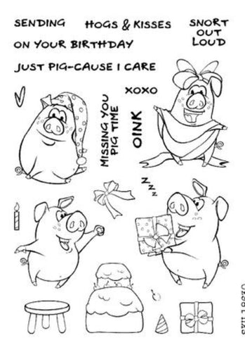 Hogs & Kisses 18630 4x6” Clear stamp