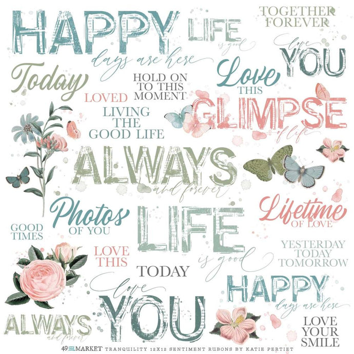 Tranquility - Words 12x12 Rub On 49 & Market