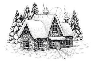 Small Winter Cottage A7 stamp
