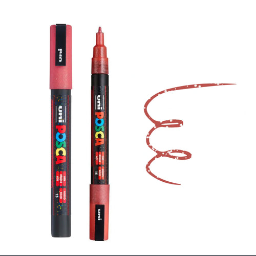 Posca PC-3ML Red Glitter Paint Pen