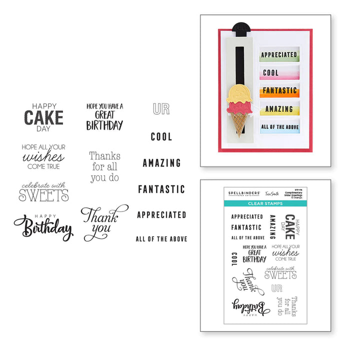 Complimentary Slider Greetings Stamp Set by Spellbinders