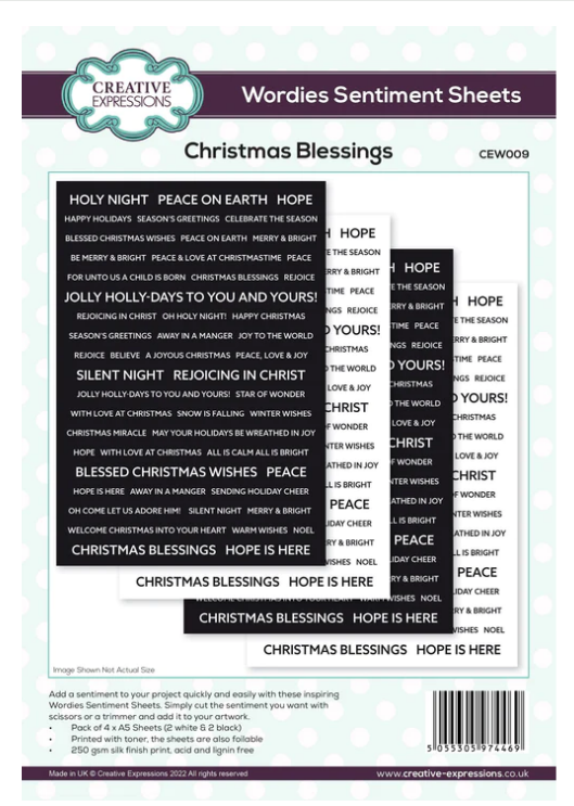 Christmas Blessings Wordies Sentiment Sheets