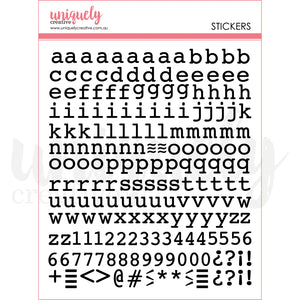Puffy Black Lower Case Alpha Stickers