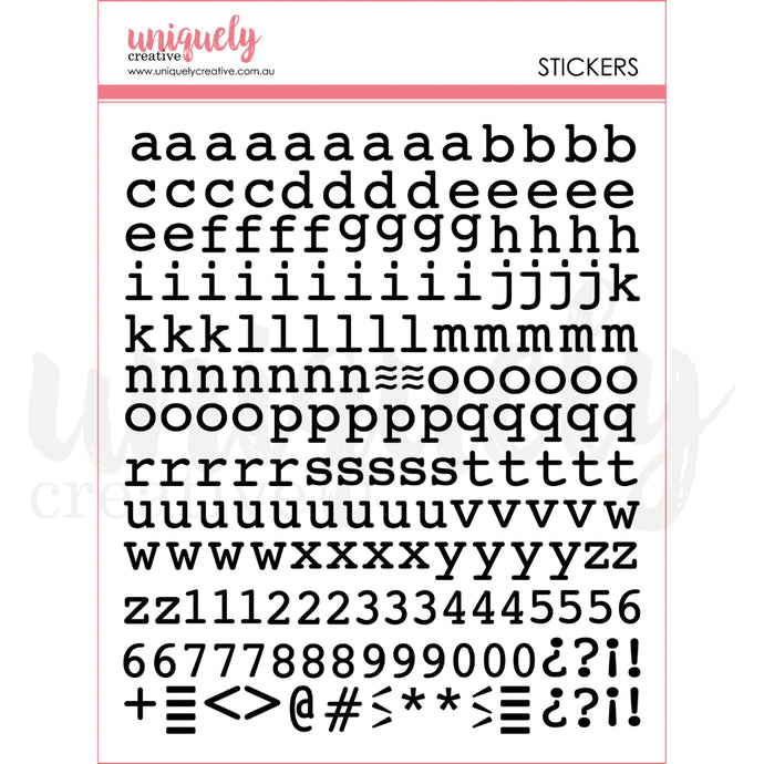 Puffy Black Lower Case Alpha Stickers
