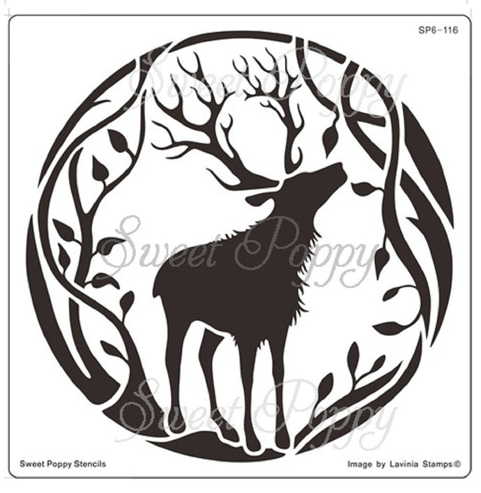 Winter Stag Metal Stencil SP6-116 Sweet Poppy
