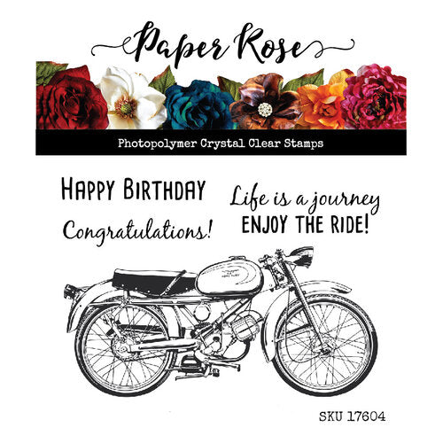 Vintage Motorcycle 3” x 4” Clear Stamp 17604 by Paper Rose