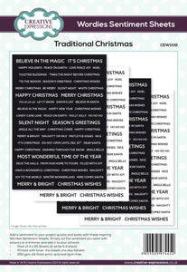Traditional Christmas Wordies Sentiment Sheets CEW008