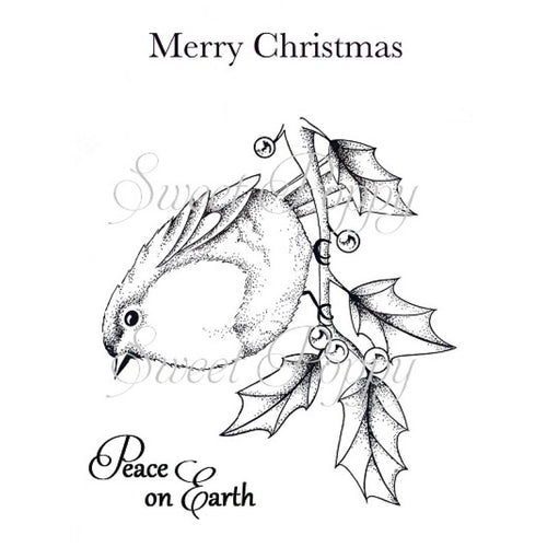 Robin & Holly A6 Clear Stamp by Sweet Poppy