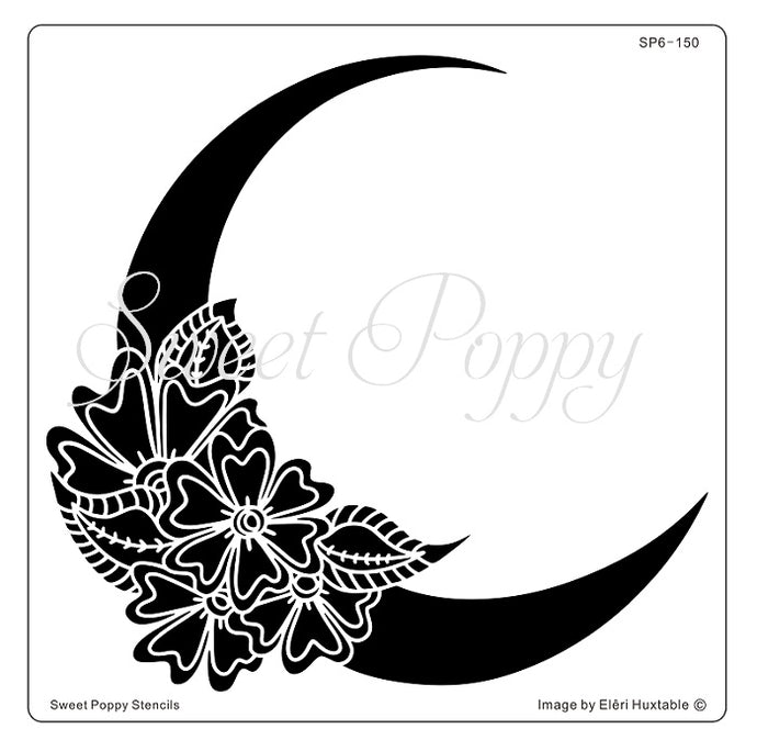 Floral Crescent Moon Metal Stencil by Sweet Poppy