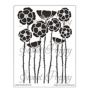 Wall of Poppies Metal Stencil SP1-244 Sweet Poppy