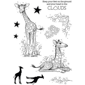 Baby Giraffe A5 Clear Stamp PI184 Pink Ink