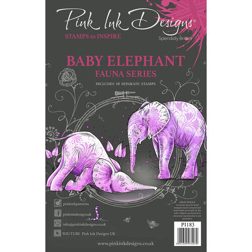 Baby Elephant A6 Stamp PI183 Pink Ink